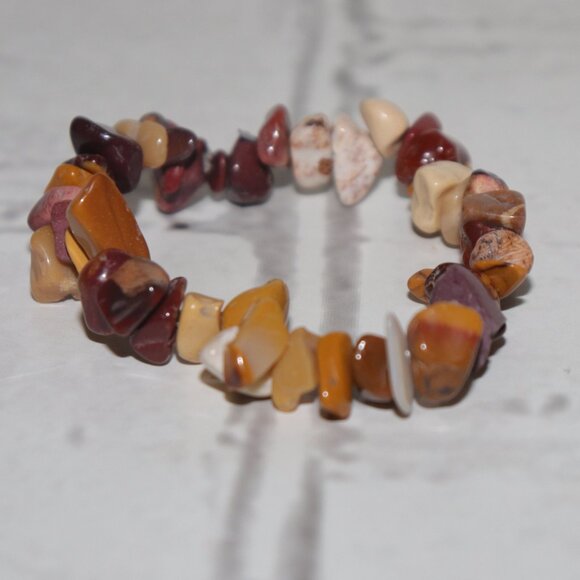 Earth-Tone Mixed Stone Bracelet | 7" Elastic | NWOT | Polished Natural Beads - Picture 1 of 4